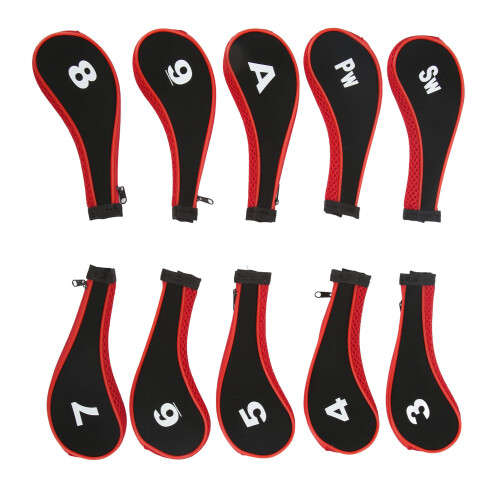 Golf Schläger Cover Set 10x rot Neopren 2