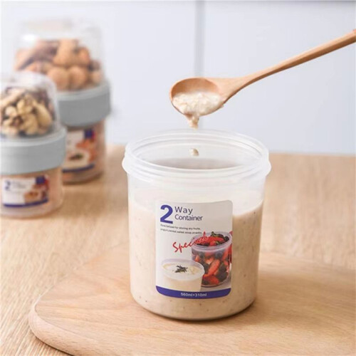Double Layer Fresh-Keeping Container, Sealed Plastic Food Storage Box for Kitchen,Fruit Snacks Sealed Cans S