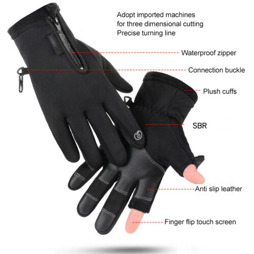 Warme Angelhandschuhe L schwarz gepolstert 1