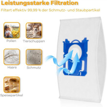 12 Vacuum Cleaner Bags S-Bag for AEG/ VX6 VX7 VX8 Classic Long Performance FC8021/03, for AEG/ System