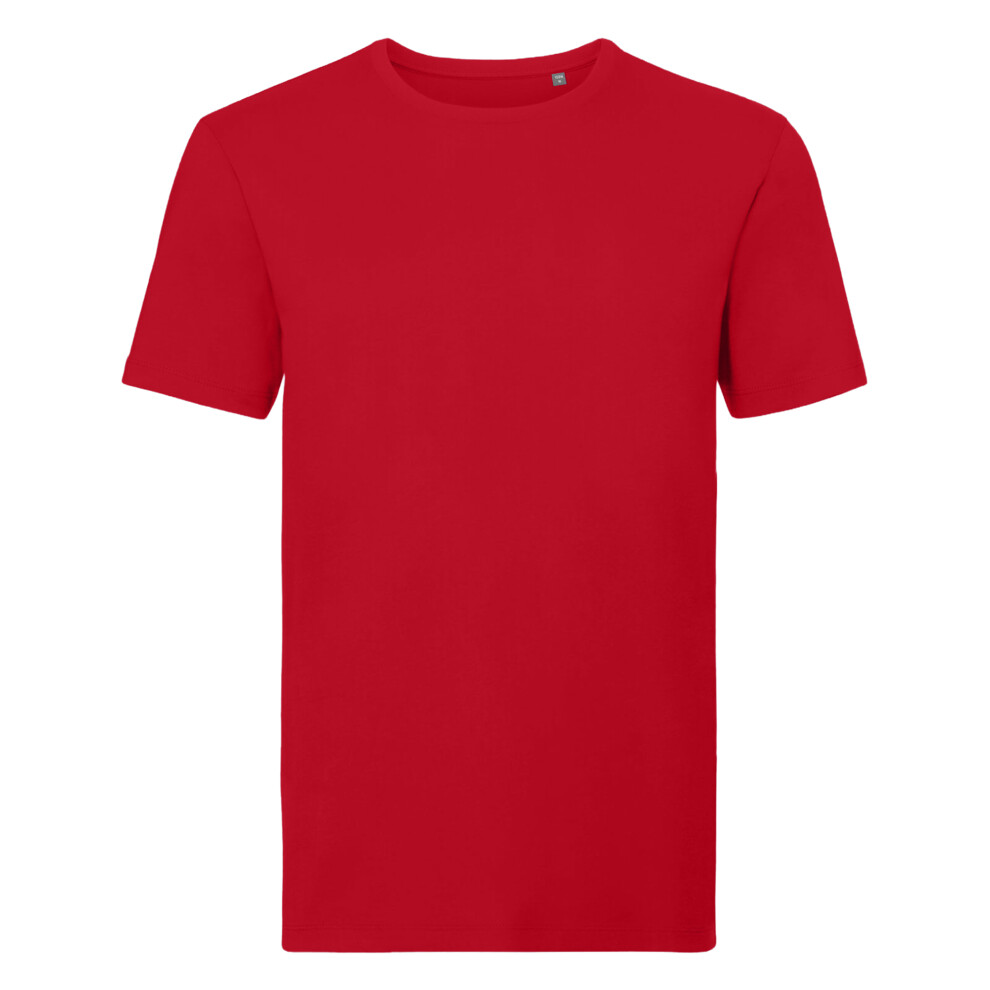 Russell (M, Classic Red) Mens Organic Short-Sleeved T-Shirt