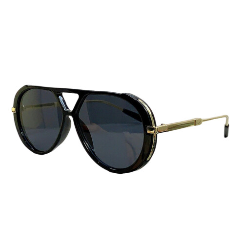 Classical Double Bridge Design Sunglasses-Black frame gray pie