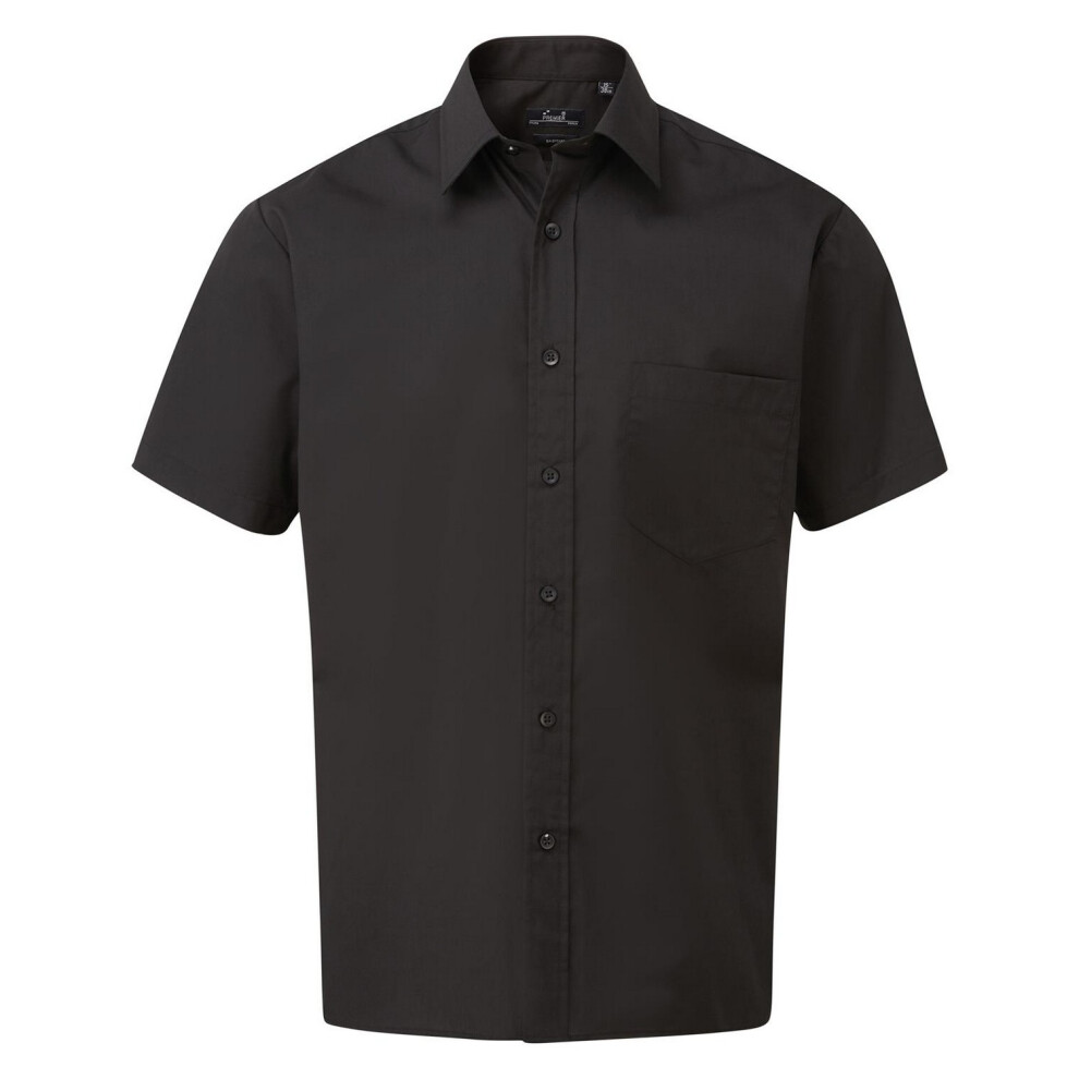 Premier (16In, Black) Mens Short Sleeve Poplin Shirt