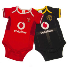 (3-6 Months, Red/White/Black/Yellow) Wales RU Baby Bodysuit (Pack of 2)
