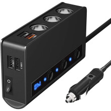Ein bis drei Zigarettenanzünderbuchsen mit Schalter, 4 USB-Anschlüsse, 180 W, Hochleistungs-Schnellladefunktion QC3.0, Kfz-Ladegerät