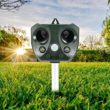 Repelente para gatos de exterior, repelente ultrasónico solar Thanmoer, repelente para perros, carga solar, carga USB, previene que los