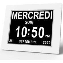 Digitale 8-Zoll-LCD-Uhr mit Kalender, Datums- und Zeitanzeige in 8 Sprachen. HD-Display mit Erinnerungsfunktion.