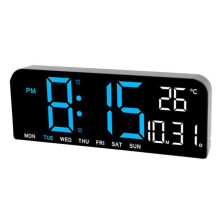 Wanduhr – SALUTUYA – Große Digitaluhr – LED-Anzeige – Einstellbare Helligkeit – Blau