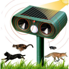 Repelente ultrasónico para gatos LCC con energía solar para exteriores. Sensibilidad y frecuencia. Repelente ultrasónico para gatos.