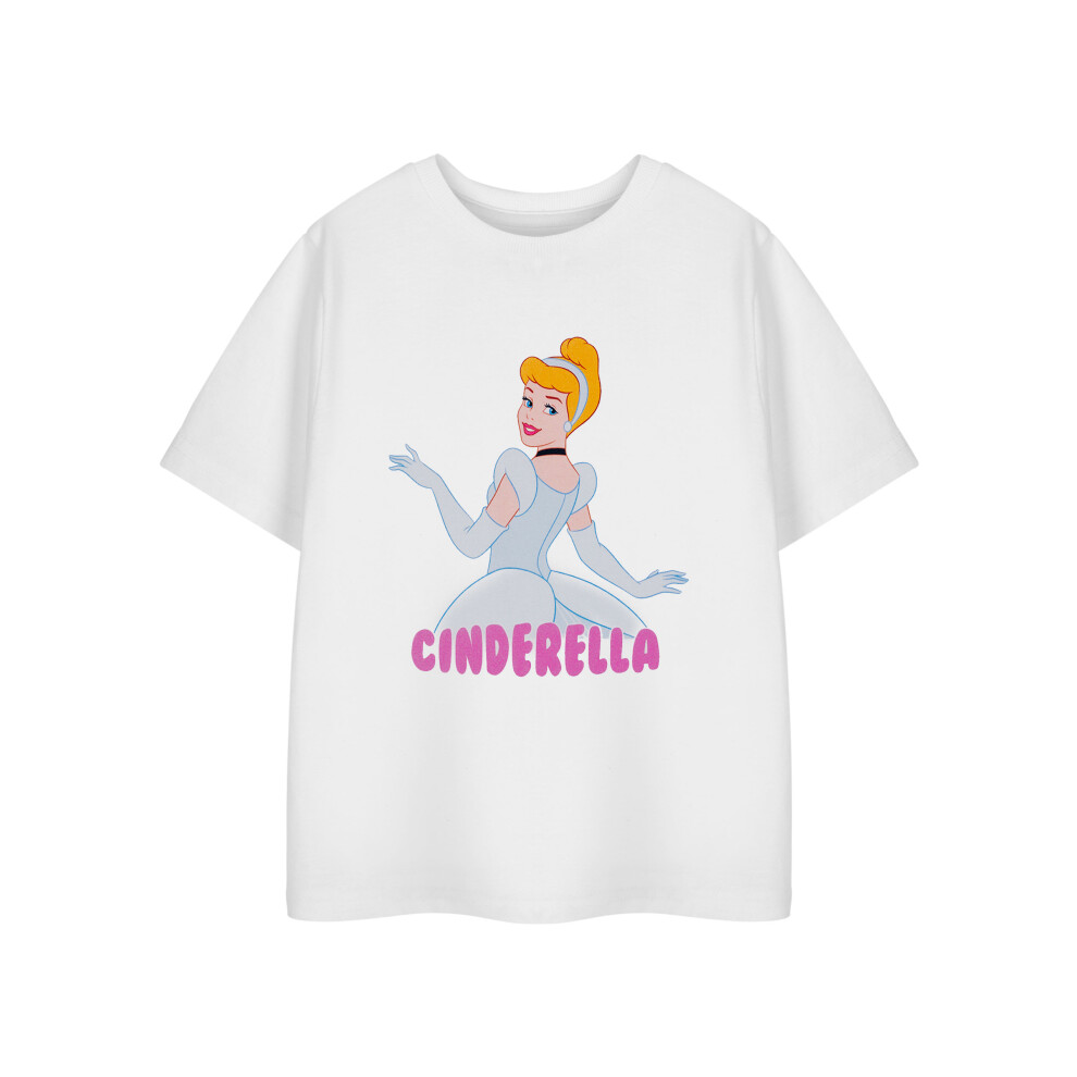 Disney (7-8 Years) Short Sleeved T-Shirt (Girls White)