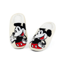 (7-8 UK) Disney Mickey Mouse Mule Slippers (Womens Beige)