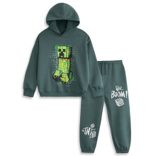 (9-10 Years) Minecraft Sweatshirt and Joggers Set (Boys Green)