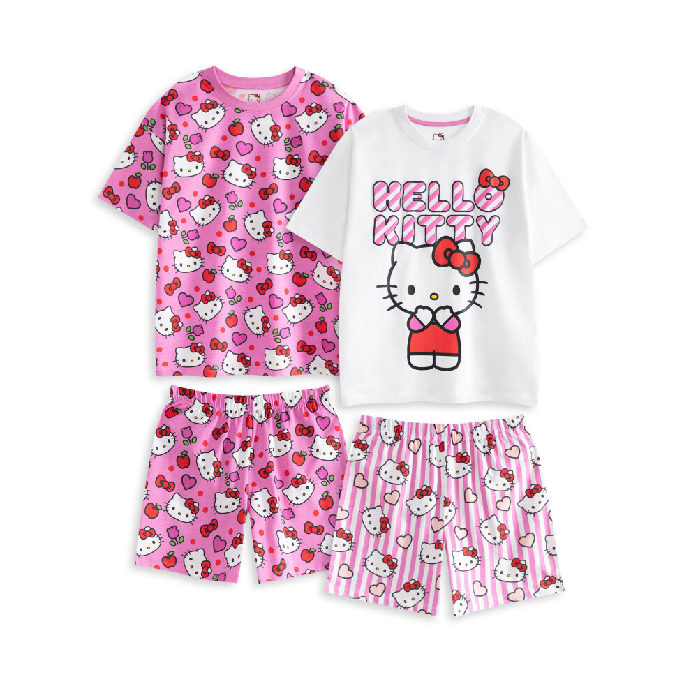Hello Kitty (7-8 Years) Multi-Pack Of 2 Short Sleeve Short Leg Pyjama Set (Girls Pink)