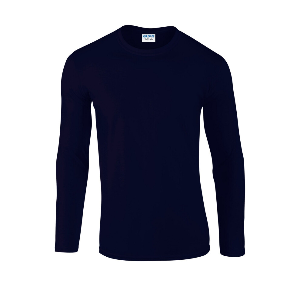 Gildan (M, Navy) Unisex Adult Softstyle Plain Long-Sleeved T-Shirt