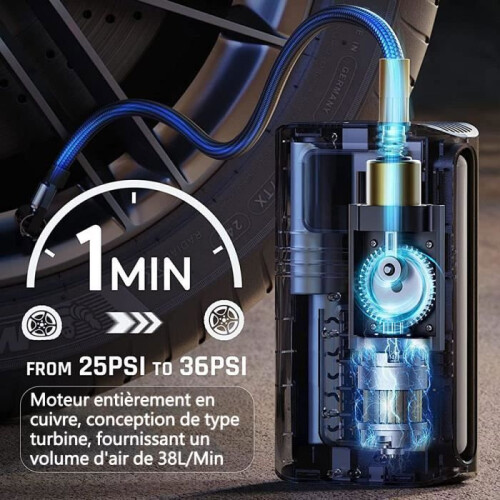 Έξυπνος Φουσκωτής Ελαστικών - 4500mAh - Οθόνη LCD - Φως LED - 150PSI 1