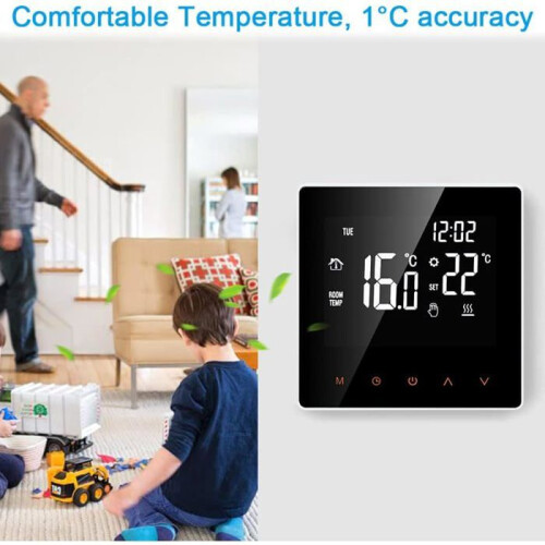 Ψηφιακός Θερμοστάτης 16A - Οθόνη LCD - Οθόνη αφής - Προγραμματιζόμενος - Για το Σπ 1