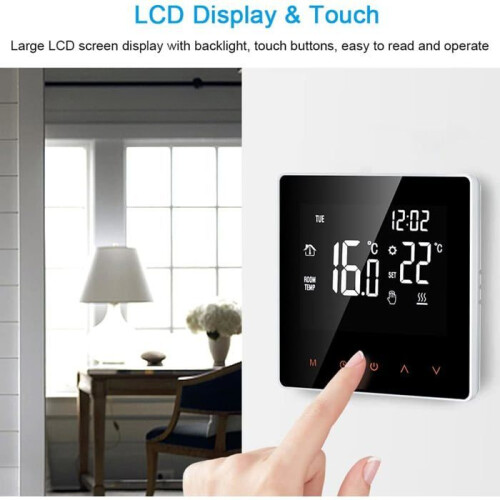 Ψηφιακός Θερμοστάτης 16A - Οθόνη LCD - Οθόνη αφής - Προγραμματιζόμενος - Για το Σπ 2