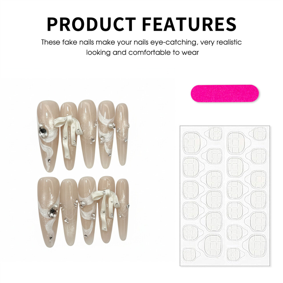 Zhouq-Outdoors (1361, Xs) 10Pcs Bowknot Cat-Eye False Nails