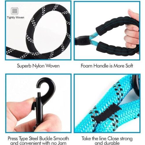 5FT Strong Dog Leash with Comfortable Handle for Medium Dogs and Blue 1