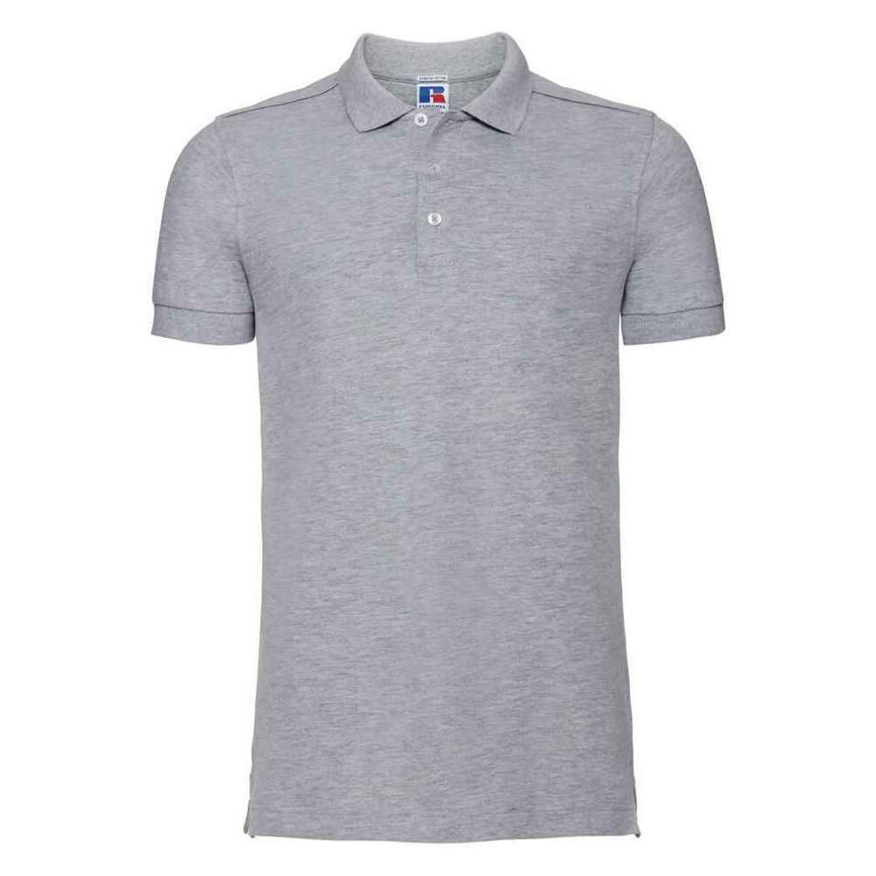 Russell (M, Light Oxford) Mens Stretch Polo Shirt