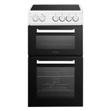 Statesman EDC150 Double Oven Electric Cooker, 4 Zone Ceramic Hob, 50cm Wide, White
