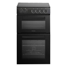 Statesman EDC150 Double Oven Electric Cooker, 4 Zone Ceramic Hob, 50cm Wide, Black