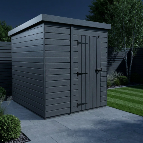 5x4 Pent Composite Shed Tanalised (Single Door, No Windows) 2