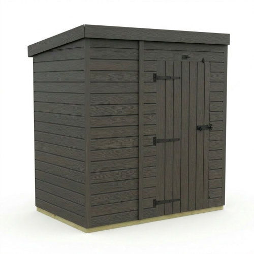 5x4 Pent Composite Shed Tanalised (Single Door, No Windows) 1