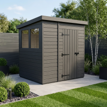 5x4 Pent Composite Shed Tanalised (Single Door, With Windows)