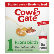 Cow & Gate 1 First Baby Milk Formula, Starter Pack From Birth, 6x70ml