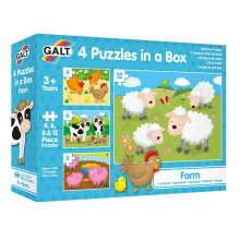 Galt Toys, 4 Puzzles in a Box - Farm, Ages 3 Plus Years, Multicolor