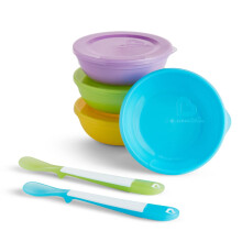 Munchkin 012106 Weaning Kit 10 Pieces: 4 Bowls with Lids and 2 Spoons, Multi-Coloured