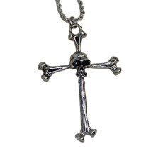 Collier pendentif croix crâne mode Vintage longue chaîne