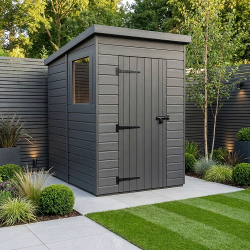 4x5 Pent Composite Shed Tanalised (Single Door, With Windows)