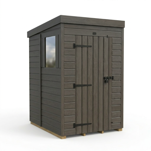 4x5 Pent Composite Shed Tanalised (Single Door, With Windows) 1