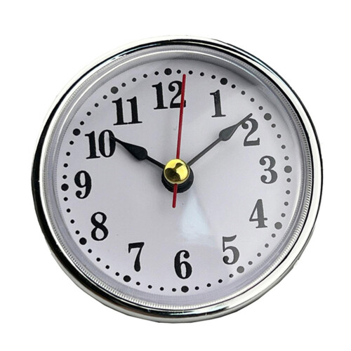 Mini Clock Insert 2-1/2Inch 65mm Round Movement Clock-Silver