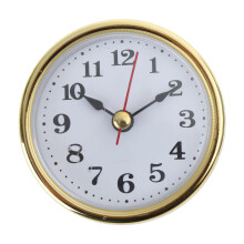 Mini Clock Insert White Face Golden/Silver Tone Arabic-Gold
