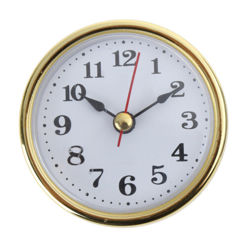Mini Clock Insert  White Face Golden/Silver Tone Arabic-Gold