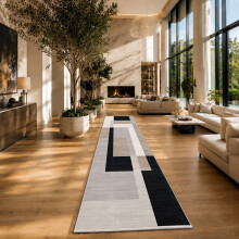 (80x300 cm- Large Runner Rug/Carpet, MILO NEUTRAL) Non-Slip Area Rugs Printed Geometric Carpets Hallway Runner