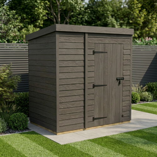 6x4 Pent Composite Shed Tanalised (Single Door, No Windows)