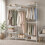 (White) 174cm 4 Rail Wire Garment Rack with 8 Shelves 4