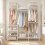 (White) 174cm 4 Rail Wire Garment Rack with 8 Shelves 2