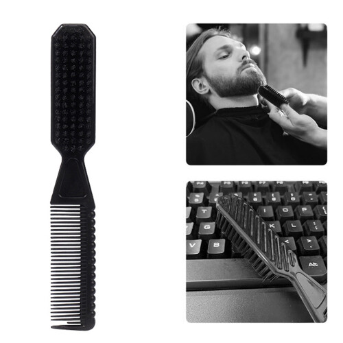 2 in 1 Neck Duster Broken Remove Comb Brush Hair Styling-Black 1