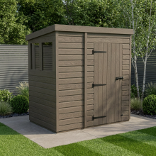 6x4 Pent Composite Shed Tanalised (Single Door, With Windows)