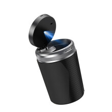 Automotive LED Lighted Ashtray Prevents Flying-noble black