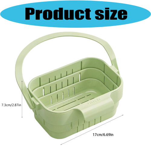 Multipurpose Foldable Sink Strainer Basket Rack For-Green 1