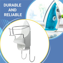 Iron Board Hanger Wall Mount Electric Iron Holder Iron and Ironing Board Storage Organizer Shelf with Removable Hooks -2