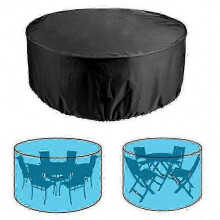 (280x110cm) Durable Waterproof Table Cover for Outdoor Use, UV Protected Canvas Round Furniture Protector