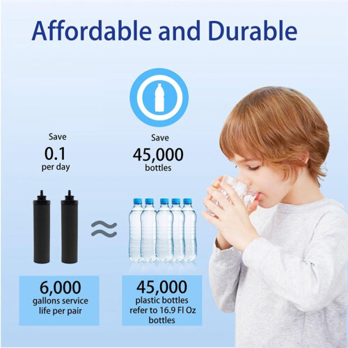 4PCS Water Filter Replacement for  Black Activated Carbon BB9-2 Filters for Gravity-Fed Water Filter System 2