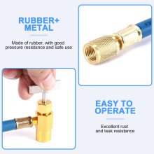 R134A Refrigerator Freon Recharge Hose Kit, R134A AC Refrigerant Charging Hose Gauge, Piercing Valve Hose Refrigerant